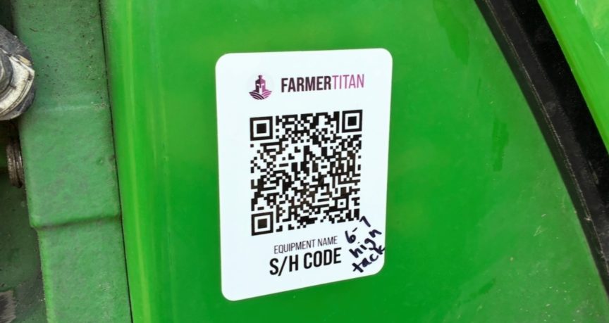 FarmerTitan QR Code on green farming equipment